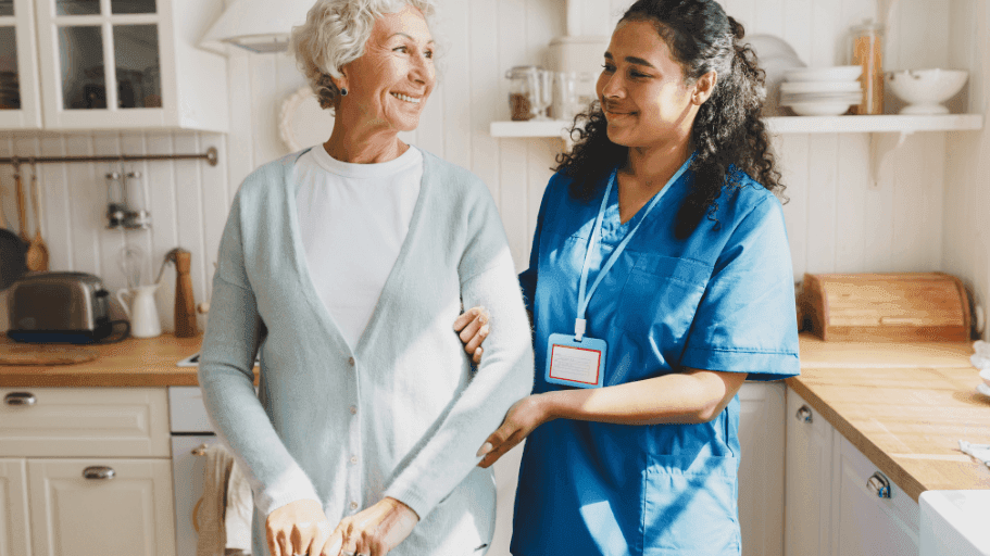 Caregiver helping a senior at home